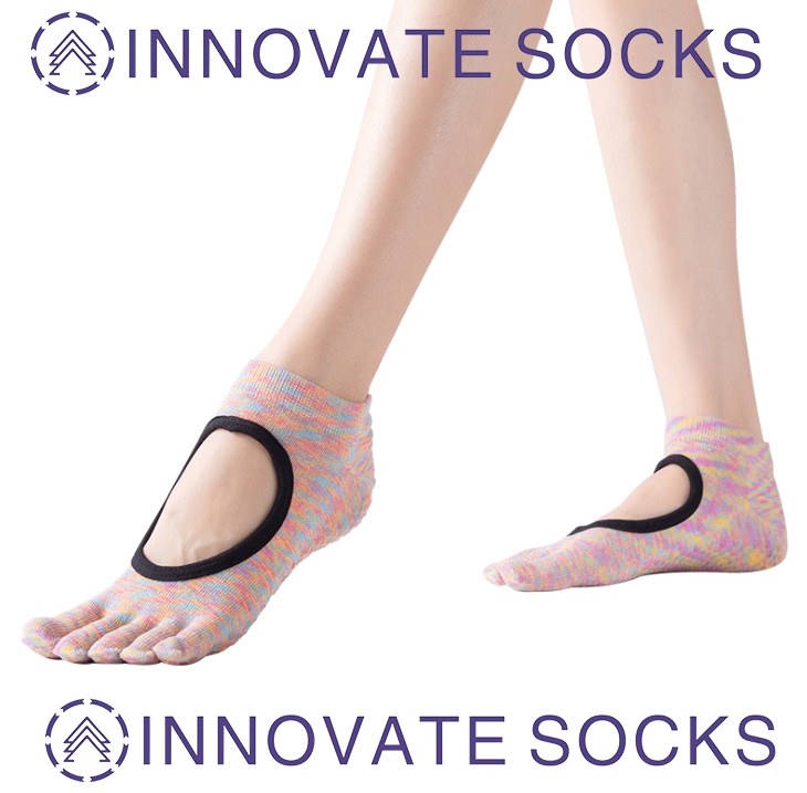 Oma Yoga Socks Non Slip Skid Toe Grips Pilates Barre Fashion Socks