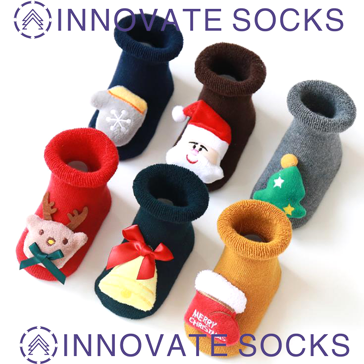 Pikkujoulusukat Cotton Terry Floor Lapset joulusukat Silicone Non-slip Baby Socks